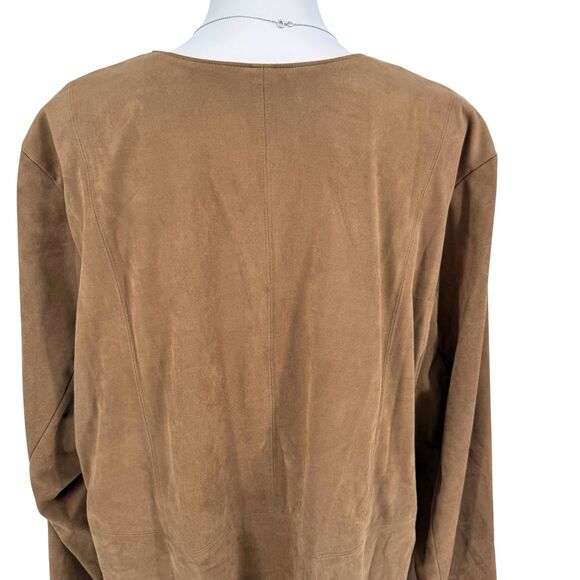 J. Jill Moto Jacket 3X Vegan Faux Suede Acorn Brown Soft Fall Zip Pockets Fall - Picture 13 of 15